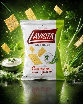 Чипсы из лаваша Lavista со вкусом &laquo;СМЕТАНЫ И ЗЕЛЕНИ&raquo;, 80 г НФ-00000848 фото