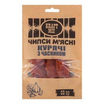 Чипсы мясные куриные с чесноком 50г ТМ &Prime;KRAFT MIX&Prime; НФ-00000613 фото